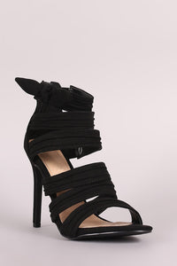 Liliana Bow Accent Strappy Ruched Stiletto Heel