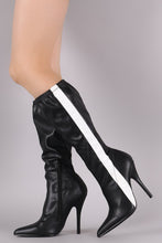 Load image into Gallery viewer, Liliana Side Stripe Pointy Toe Stiletto Knee High Boots