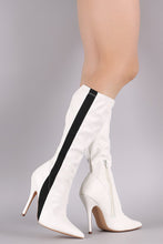 Load image into Gallery viewer, Liliana Side Stripe Pointy Toe Stiletto Knee High Boots