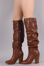 Load image into Gallery viewer, Slouchy Chunky Heeled Knee High Boots